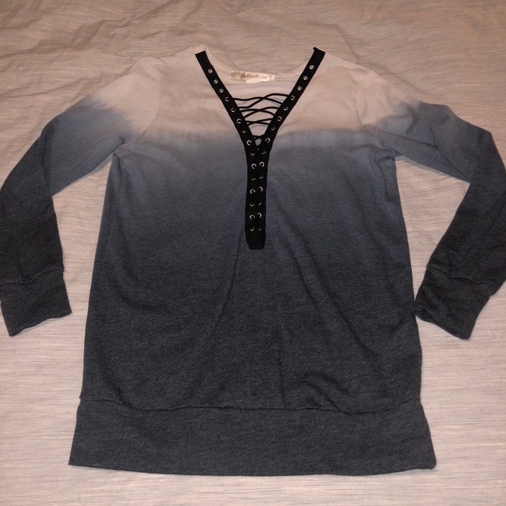 Ombré Lace up Sweater $15 obo